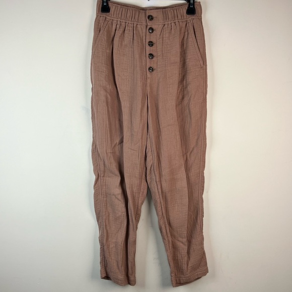 Madewell Linen Blend Tan Pull On Pants, XS - Picture 2 of 9